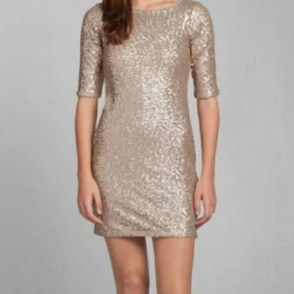 ABERCROMBIE & FITCH Gold Sequin Mini Dress Size Small